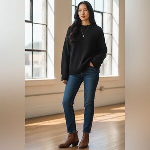 NWOT Merokeety Black Fuzzy Textured Crewneck Sweater - Size Medium